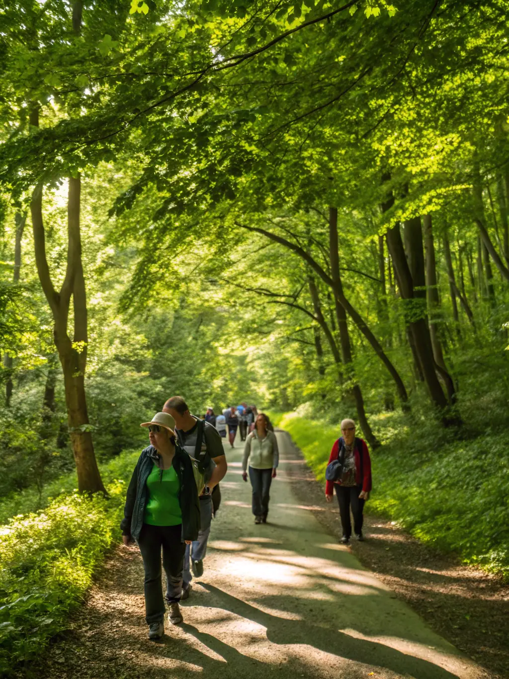 A guided tour through the sculpture garden at BO LE JARDIN IMAGINAIRE, with visitors admiring the art and learning about the creative processes.